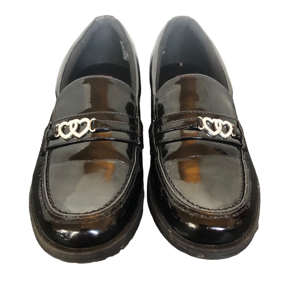 Rachel Shoes Black Patent Leather Rhinestone Heart Loafers size 4M - Picture 5 of 14